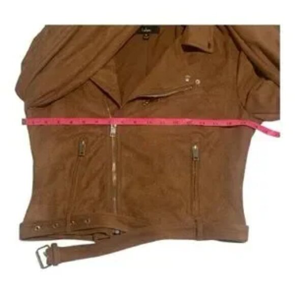 Lulu's "Ride With Me" Tan Faux Suede Motorcycle Zipper Jacket Biker Travel Sz M - Picture 7 of 12